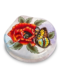 ШК-70/16 Шкатулка Федоскино "Бабочка" 8,5х8,0 исп. Яблокова