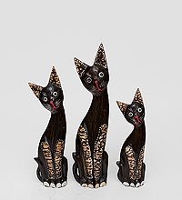 25-023 Фигурка "Кошка" н-р из трех 35,30,25 см, (албезия, о.Бали)