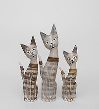 99-014 Фигурка "Кошка" н-р из трех 35,30,25 см (албезия, о.Бали)