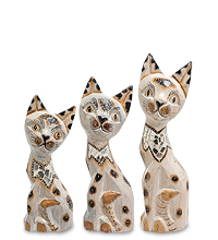 99-045 Фигурка "Кошка" н-р из трех 30,25,20 см (албезия, о.Бали)