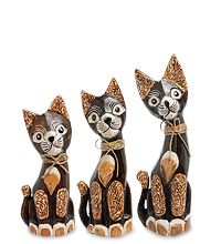 99-087 Фигурка "Кошка" н-р из трех 30,25,20 см (албезия, о.Бали)