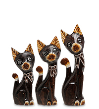 99-129 Фигурка "Кошка" н-р из трех 30,25,20 см (албезия, о.Бали)