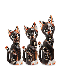 99-212 Фигурка "Кошка" н-р из трех 30,25,20 см (албезия, о.Бали)