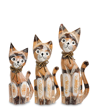 99-219 Фигурка "Кошка" н-р из трех 30,25,20 см (албезия, о.Бали)