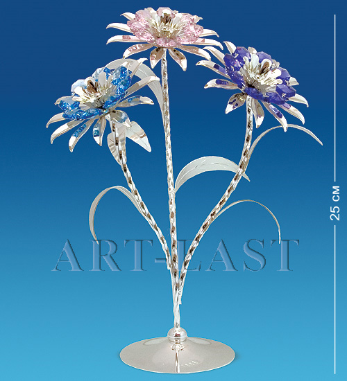 AR-1180/ 1 Фигурка серебр."Три подсолнуха" с цв.кр. (Юнион)