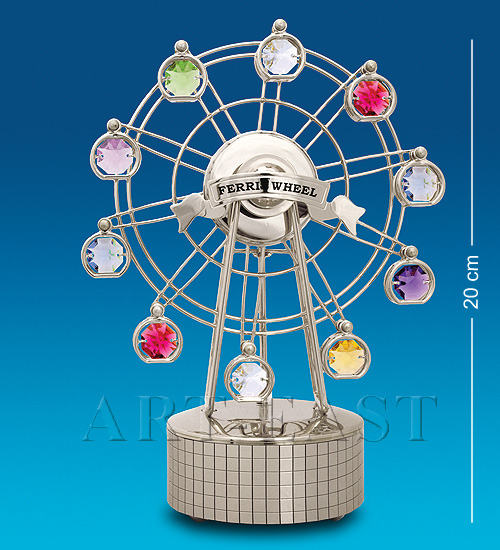 AR-1308/ 2 Муз. фигурка "Колесо обозрения" посеребр. с цв.кр. (Юнион)