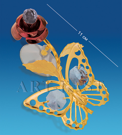 AR-3053 Фигурка на липучке "Бабочка на бордовой розе" (Юнион)
