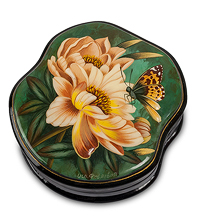 ШК-70/25 Шкатулка Федоскино "Бабочка" 9,0х8,5 исп. Федяева