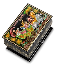 ШК-85/ 7 Шкатулка Палех "Что ты жадно глядишь на дорогу..." С.М.