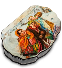 ШК-65/ 9 Шкатулка Федоскино "Подружки" Дубовикова