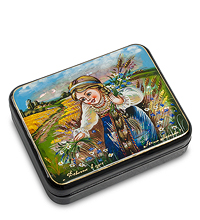 ШК-55/57 Шкатулка Федоскино "Девочка в поле" исп. Маркова