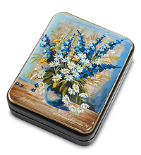 ШК-55/59 Шкатулка Федоскино "Ромашки" авт. Белова М.