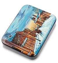 ШК-40/27 Шкатулка Федоскино "Москва Старый город" 15х11 Соловьев А.