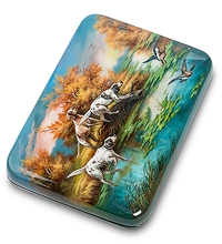 ШК-20/ 2 Шкатулка Федоскино "Охота" худ. Ларина М.