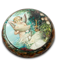 ШК-30/35 Шкатулка Федоскино "Путти с нотами" Акминская И.