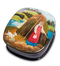 ШК-25/16 Шкатулка Федоскино "Русский сюжет" Лавров