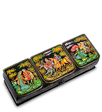 ШК-85/14 Шкатулка Палех "Соколиная охота" 18х6,5