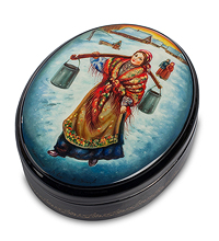 ШК-35/13 Шкатулка Федоскино "По воду" исп. Сельцов А.