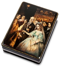 ШК-35/ 4 Шкатулка Федоскино "Неравный брак" Лукашин