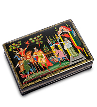 ШК-75/20 Шкатулка Палех "Соколиная охота" исп. Серов Б.