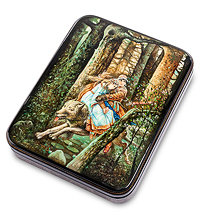 ШК-35/16 Шкатулка Федоскино "Серый волк" исп. Сельцов А.