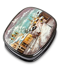 ШК-80/ 4 Шкатулка Федоскино "Старая Москва зимой" Николаев