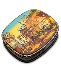 ШК-80/ 4 Шкатулка Федоскино "Старая Москва зимой" Николаев