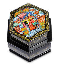 ШК-85/19 Шкатулка Палех "Встреча" Серов