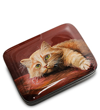 ШК-10/49 Шкатулка Федоскино "Кот"