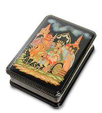 ШК-16/ 2 Шкатулка Палех "Золотой-петушок"