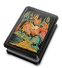 ШК-16/ 4 Шкатулка Палех "Иван-царевич и серый волк"