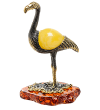 AM-1927 Фигурка "Фламинго Папа" (латунь, янтарь)