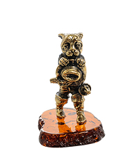 AM-1974 Фигурка "Кот в сапогах" (латунь, янтарь)