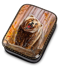 ШК-80/18 Шкатулка Федоскино "Медведь" исп. Петрова