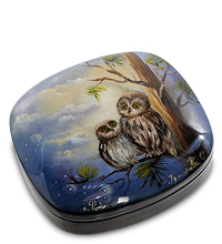 ШК-10/78 Шкатулка Федоскино "Совы"