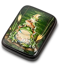 ШК-70/21 Шкатулка Федоскино "Лягушки" 11,0х7,5 исп. Яблокова