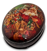 ШК-65/ 2 Шкатулка Федоскино "Помощники Санты" исп. Данченко