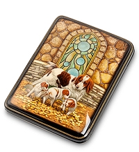 ШК-65/ 5 Шкатулка Федоскино "Собаки" исп. Даньшин