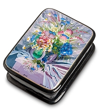 ШК-70/24 Шкатулка Федоскино "Букет" 9,5x7,0 исп. Петров