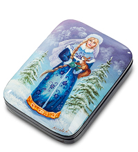 ШК-10/23 Шкатулка Федоскино "Снегурочка с белкой" Котова