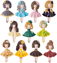 MN-148 Фигурки маленькие "Девочки в пышных платьях"